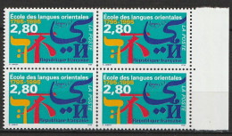 N° 2938 Bicentenaire De L'Ecole Des Langues: Beau Bloc De 4 Timbres Neif Impeccable - Ongebruikt