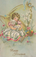 EASTER CHILDREN EGG Vintage Postcard CPA #PKE370.GB - Easter