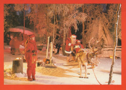 SANTA CLAUS Happy New Year Christmas DEER Vintage Postcard CPSM #PBB188.GB - Santa Claus