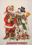 PAPÁ NOEL Feliz Año Navidad MUÑECO DE NIEVE Vintage Tarjeta Postal CPSM #PAU408.ES - Santa Claus