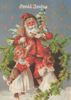 PAPÁ NOEL NIÑO NAVIDAD Fiesta Vintage Tarjeta Postal CPSM #PAK307.ES - Santa Claus