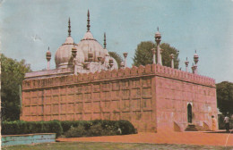 CPM.  PEARL MOSQUE . RED FORT  .  CARTE AFFR AU VERSO  .  2 SCANNES - Indien