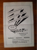 Publicité Pour Industrie De La Chaussure En RFA 1958 Talon Behrens AG Schuhleisten Holzabsätze Stuttgart Pirmasens 1958 - Publicités