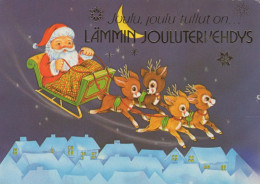 PÈRE NOËL Bonne Année Noël CERF Vintage Carte Postale CPSM #PBB190.FR - Santa Claus