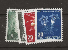 1943 MNH Switzerland Mi 424-27 Postfris** - Ungebraucht