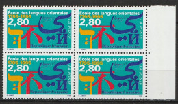 N° 2938 Bicentenaire De L'Ecole Des Langues: Beau Bloc De 4 Timbres Neif Impeccable - Unused Stamps