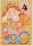 FELIZ CUMPLEAÑOS 4 Año De Edad CHICA NIÑOS Vintage Tarjeta Postal CPSM #PBT748.ES - Anniversaire