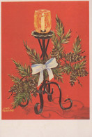 Feliz Año Navidad VELA Vintage Tarjeta Postal CPSM #PBN736.ES - New Year