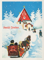 Feliz Año Navidad IGLESIA Vintage Tarjeta Postal CPSM #PBO102.ES - New Year