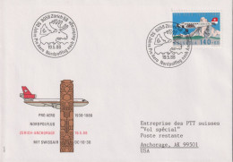 1988 Schweiz Luftpost, Brief Nordpolflug: Zürich - Anchorage Mit Swissair Mi:CH 1369, Sn:CH B541, Yt:CH PA49, - First Flight Covers