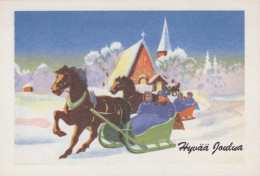 Feliz Año Navidad CABALLO Vintage Tarjeta Postal CPSM #PBM410.ES - New Year