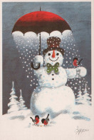 Feliz Año Navidad MUÑECO DE NIEVE Vintage Tarjeta Postal CPSM #PBM541.ES - New Year