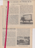 Le Centenaire Des Chemins De Fer - Orig. Knipsel Coupure Tijdschrift Magazine - 1936 - Unclassified