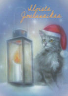 Feliz Año Navidad GATO Vintage Tarjeta Postal CPSM Unposted #PBA479.ES - New Year