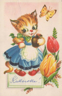 KATZE MIEZEKATZE Tier Vintage Ansichtskarte Postkarte CPA #PKE745.DE - Chats