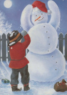 Neujahr Weihnachten SCHNEEMANN KINDER Vintage Ansichtskarte Postkarte CPSM #PAZ736.DE - New Year