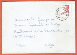 37P - Relais Chaineux 1986 Vers Liège - Postmarks With Stars