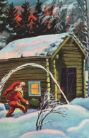 Buon Anno Natale GNOME Vintage Cartolina CPSMPF #PKD301.IT - Anno Nuovo