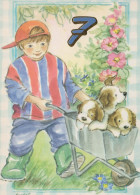 BUON COMPLEANNO 7 Años RAGAZZO BAMBINO Vintage Cartolina CPSM Unposted #PBU055.IT - Verjaardag