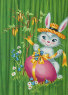 PASQUA CONIGLIO UOVO Vintage Cartolina CPSM #PBO425.IT - Easter