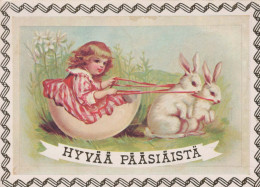 PASQUA BAMBINO CONIGLIO UOVO Vintage Cartolina CPSM #PBO363.IT - Easter