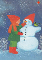 Buon Anno Natale PUPAZZO BAMBINO Vintage Cartolina CPSM #PAZ737.IT - Nouvel An