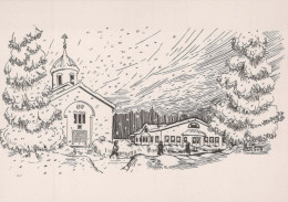 Buon Anno Natale CHIESA Vintage Cartolina CPSM #PAY320.IT - Nouvel An