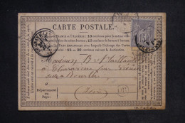 FRANCE - Type Sage Sur Carte Précurseur En 1877 Pour Charavine - L 153064 - Cartes Précurseurs
