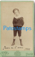 229733 FRANCE PARIS COSTUMES BOY CARD VISIT 6.5 X 10.5 CM PHOTO NO POSTAL POSTCARD - Photographs