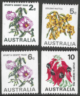 Australia. 1970-75 Coil Stamps. Flowers. 4 MNH Values To 10c SG 465a Etc. M5138 - Neufs