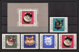 Ajman - 4651z/ N°318/322 A +BF N°64 Chats Chat Cats Cat Siamese Golden Persian Neuf ** MNH 1968 - Hauskatzen
