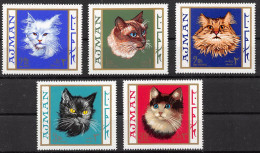 Ajman - 4651b/ N°318/322 A Chats Chat Cats Cat Siamese Golden Persian Neuf ** MNH - Gatos Domésticos