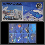 Ajman - 4649a/ N°1443/1450 + Bloc 374 Neuf ** MNH 3d Stamps "se Tenant" Espace (space) Apollo 11 Perfect Set - Asie