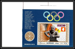 Ajman - 4588/ Bloc N° 98 B Boxe Jeux Olympiques (olympic Games) Mexico Printing Proof Neuf ** MNH Non Dentelé Imperf - Boxe