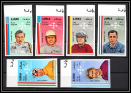 Ajman - 4551k/ N°369/374 B Cars Motor Racing Voiture Neuf ** MNH Non Dentelé Imperf Ferrari Fangio Clark Nuvolari.. - Ajman