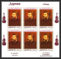 Ajman - 4538c/ N°428 B Music Composers Musique Bizet Carmen Non Dentelé Imperf Neuf ** MNH Feuille Sheet 1969 - Musik