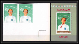 Ajman - 4532f N°312 Football Soccer Bobby Charlton England Proof Neuf ** MNH Text Missing Non Dentelé Imperf Spécimen - Ongebruikt
