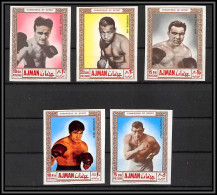 Ajman - 4521c/ N°382/386 B Boxe Boxing 1969 Neuf ** MNH Cerdan Carnera Schmeling Robinson Benvenuti Non Dentelé Imperf - Boxen