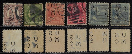 USA United States 1908/1965 6 Stamp With Perfin US/MC By United Shoe Machinery Company lochung Perfore Double - Perforés