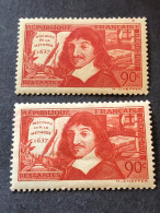 FRANCE Timbres 341 Et 342 Descartes, Neufs Avec Charnière * - Unused Stamps