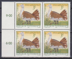 1982 , Mi 1717 ** (1) - 4er Block Postfrisch -  Naturschutz : Gefährdete Tiere - Großtrappe - Neufs