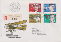 1977 Schweiz, FDC Flugpioniere: O.Bider, E.Spelterini, A.Dufaux, W.Mittelholzer, Zum:CH 5582-585, Mi:CH 1090-1093, - First Flight Covers