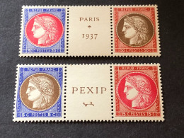 FRANCE Timbres 348 349 350 Et 351 Du Bloc PEXIP, Neufs Sans Charnière ** - Ungebraucht