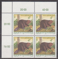 1982 , Mi 1718 ** (2) - 4er Block Postfrisch -  Naturschutz : Gefährdete Tiere - Biber - Unused Stamps