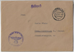 Germany 1943 Feldpost Cover Cancel Eagle Swastika From Gütersloh To Kassel Military District Air Intelligence Regiment 6 - Feldpost 2e Wereldoorlog