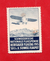 Svizzera * - 1913 -  Poste Aérienne- Précurseurs.  HERISAU.  Zum. V.  MH*  Percé.  VOIR LA PHOTO. - Unused Stamps