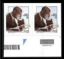 ● ITALIA  2013 ֍ Gabriele D' Annunzio ● Con CODICE A BARRE ● Serie Completa ️● COPPIA Dx ️● - Barcodes