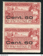 Espresso Cent. 60  Varietà Non Dentellata Al Centro - Unused Stamps