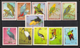 Ajman - 2932a/ N°394/404 B Oiseaux (birds) Perroquets Parrots Ibis Crane Non Dentelé Imperf Neuf ** MNH - Papageien