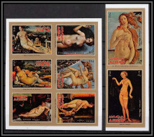 Ajman - 2928b N°895/902 B Raphael Titian Cosimo Cranah Botticelli Paintings Nudes ** MNH Non Dentelé Imperf - Aktmalerei